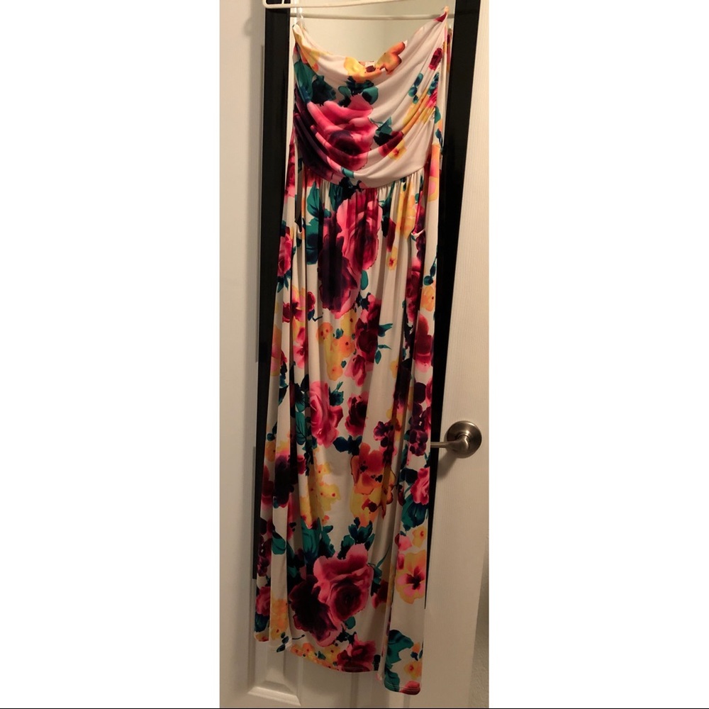Strapless Maxi Floral Dress